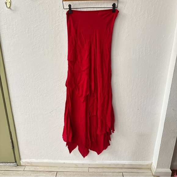 Dresses & Skirts - Vintage Newport News Easy Style Whimsy Red Midi Tube Strapless Dress 6